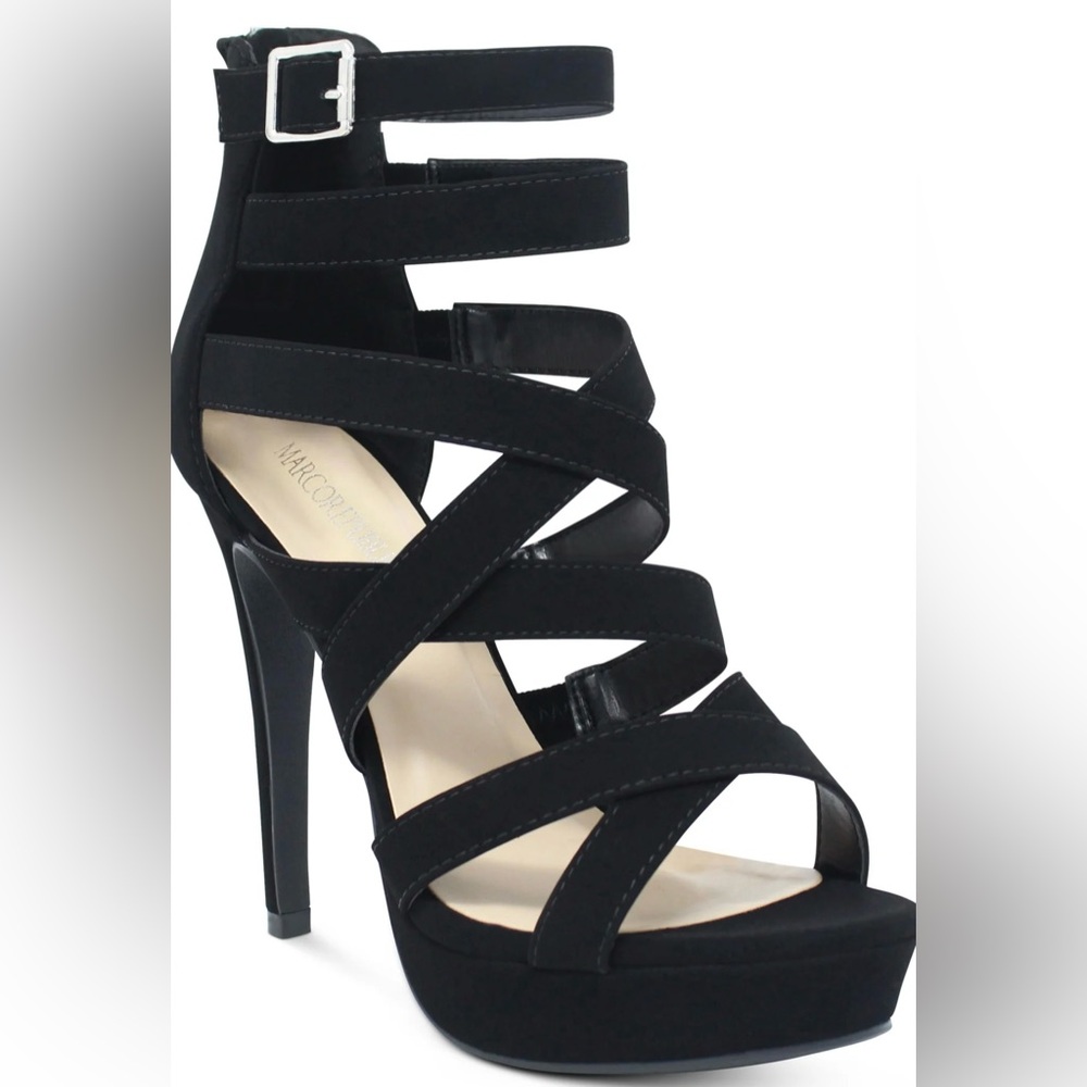 New w/box Marco Republic Black Strappy Heels Size 8